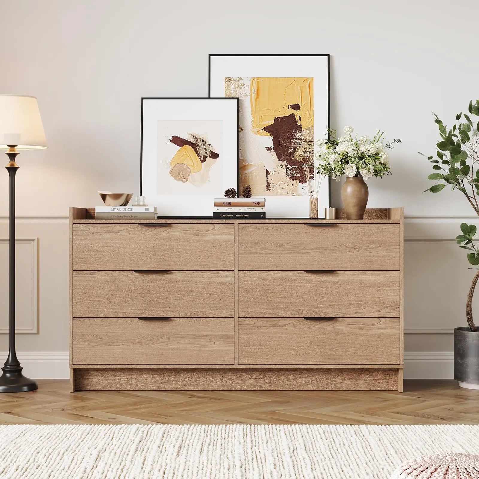 Haven Ridge Farmhouse 6-Drawer Dresser & TV Stand Console – 52.5 Inch