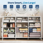 14-Drawer Fabric Storage Dresser with Wooden Top