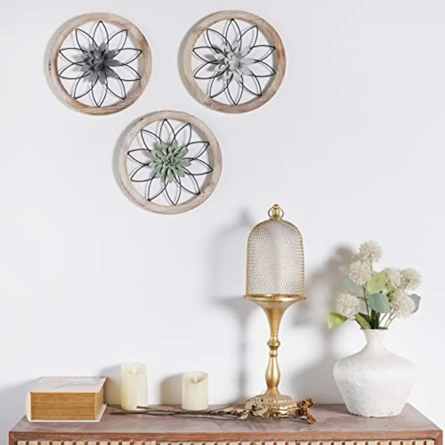 Haven Ridge Farmhouse Medallion Wall Decor Set with Interchangeable Floral Accents