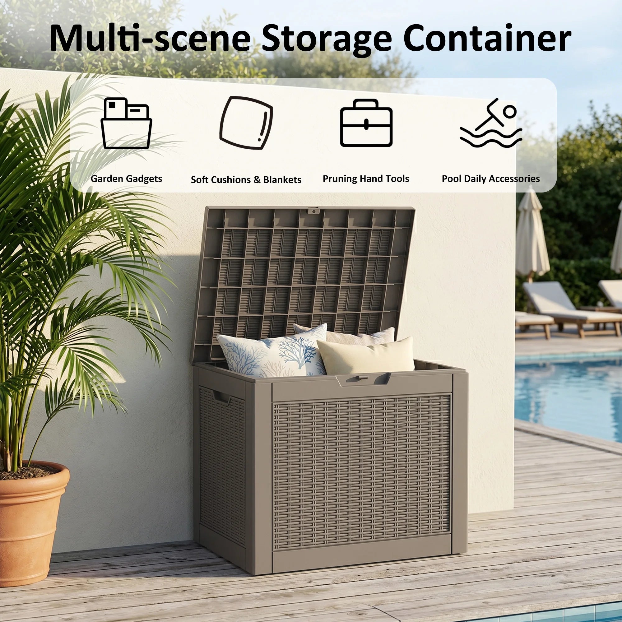 HarborWeave 30-Gallon Outdoor Resin Deck Storage Box