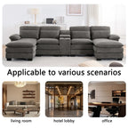 Cloudhaven U-Shaped Chenille Sectional Sofa with Storage – 124 Inch