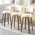 Walnut Crest Swivel Faux Leather Bar Stools