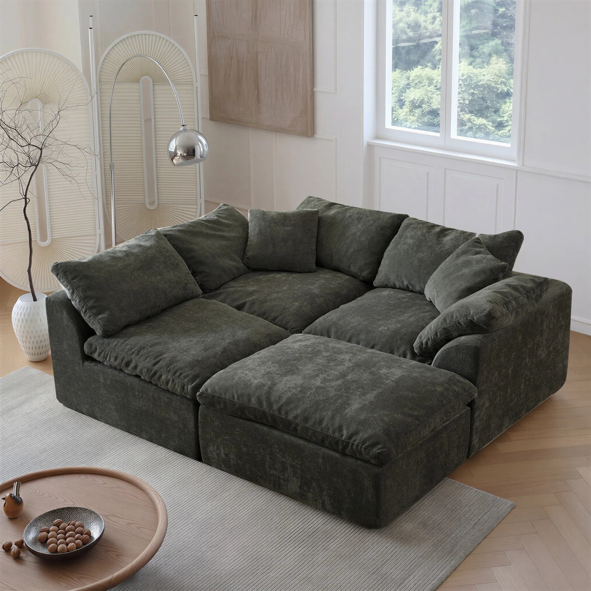 Lounge Cloud Modular Sectional Sofa – Oversized Deep-Seat L-Shaped Sofa Bed