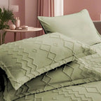 Green Striped Cut-Tufted Comforter Set