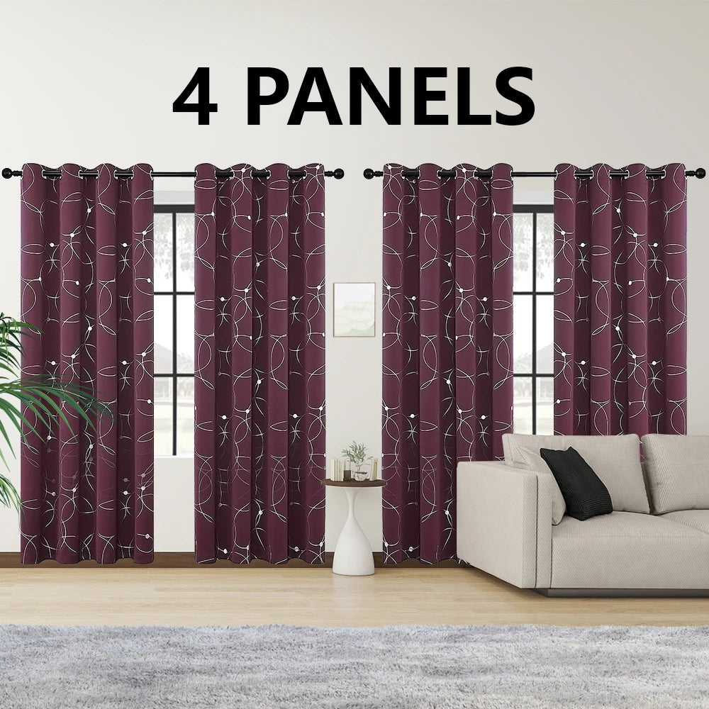 LunaShield Blackout Thermal Foil Grommet Curtain Panels – 4 Piece Set
