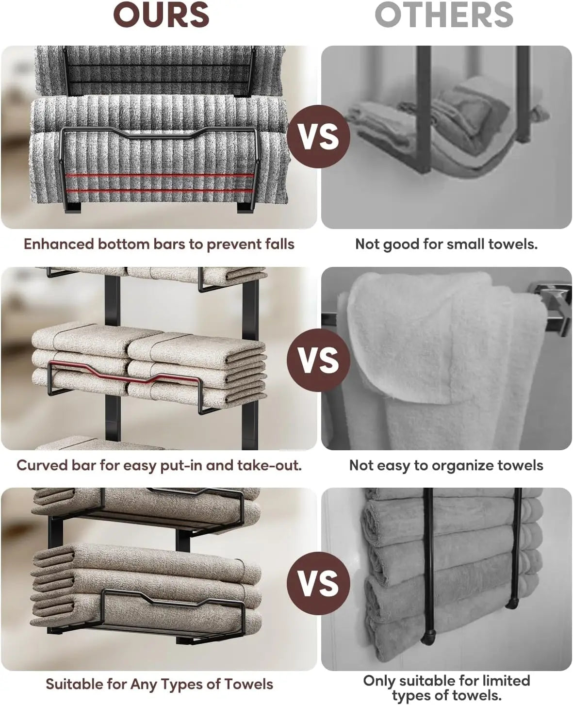 Heritage Over-the-Door Towel Storage Rack – 6 Tier