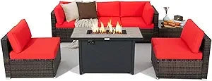 Monterey 7-Piece Patio Lounge Set with Fire Pit Table