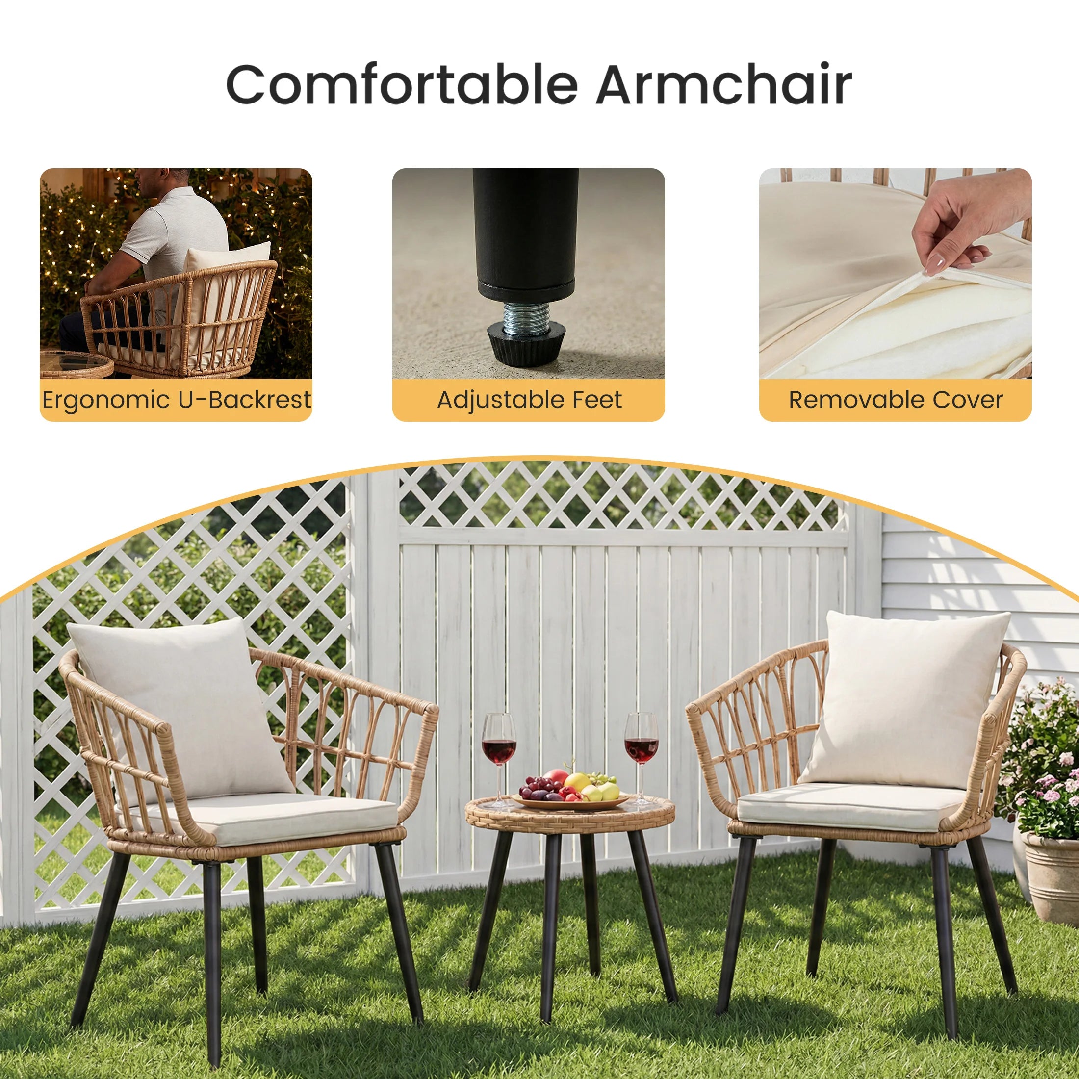 Harbor Breeze 3-Piece Wicker Bistro Patio Set