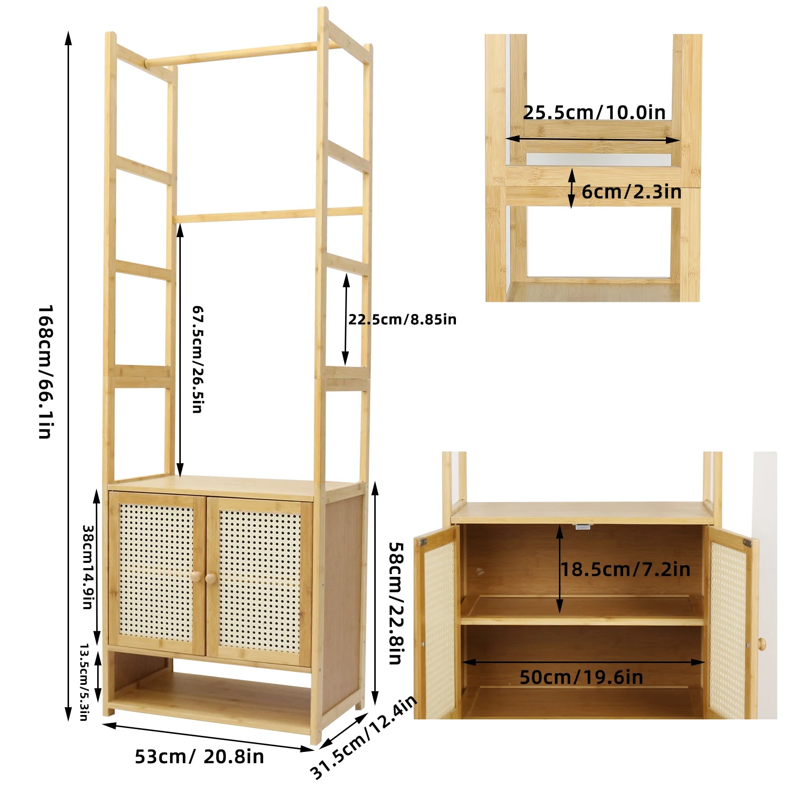 Haven Ridge Bamboo Garment Rack with Storage Cabinet
