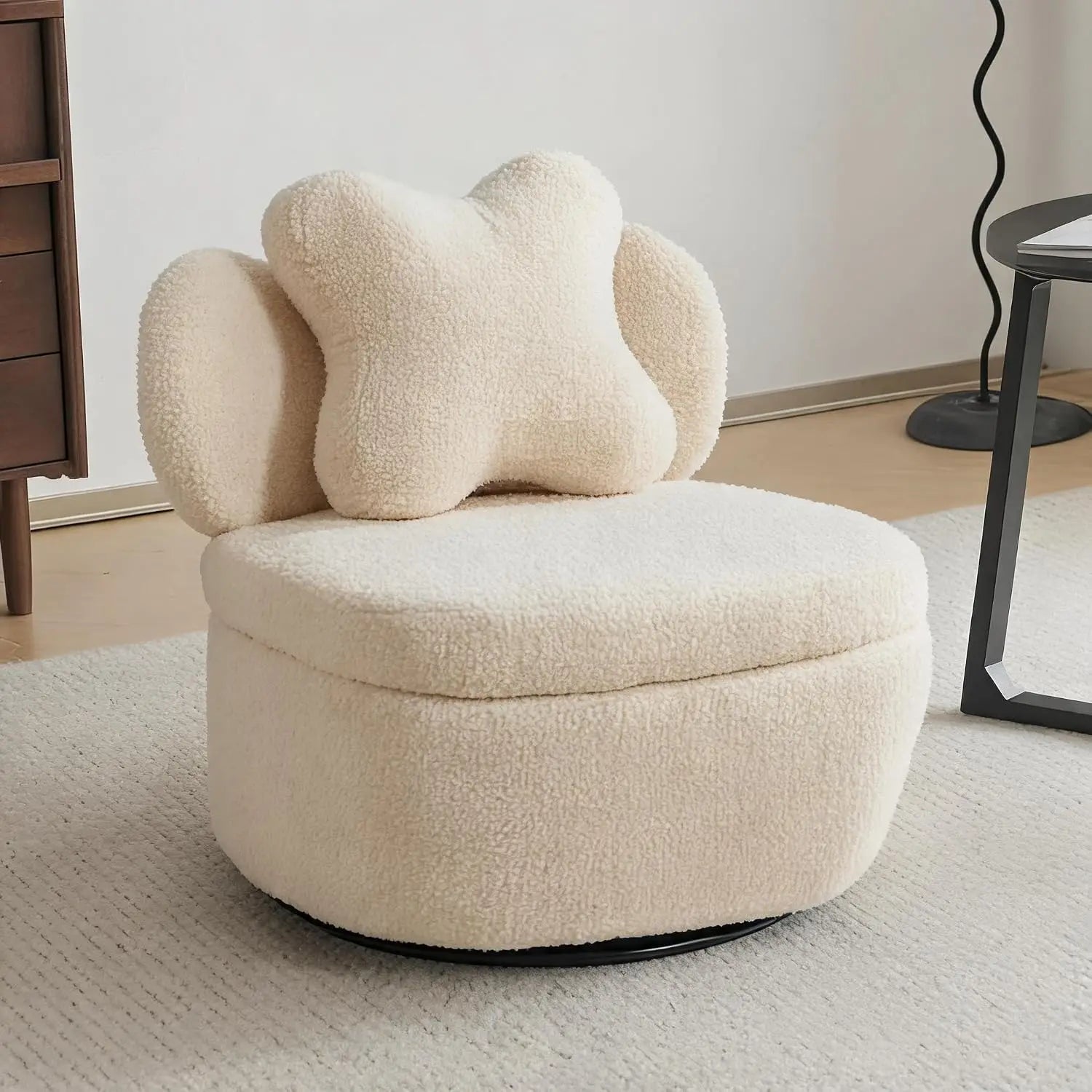 Cozy Curve Swivel Accent Chair with Hidden Storage