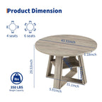 Modern Farmhouse 43'' Round Dining Table with Sturdy Wooden Pedestal, Extra Storage Shelf, Space-Saving for Kitchen & Dining Room, Seats 2-4，(Only table)