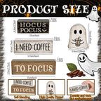 HavenHarvest 4-Piece Wooden Ghost Stack Décor Set – Farmhouse Halloween Tabletop Decorations