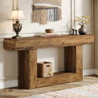 Tribesigns 160 cm Console Table, Farmhouse 2-Tier Entryway Table with U-Shaped Base, Narrow Wood Sofa Table Behind Couch Table