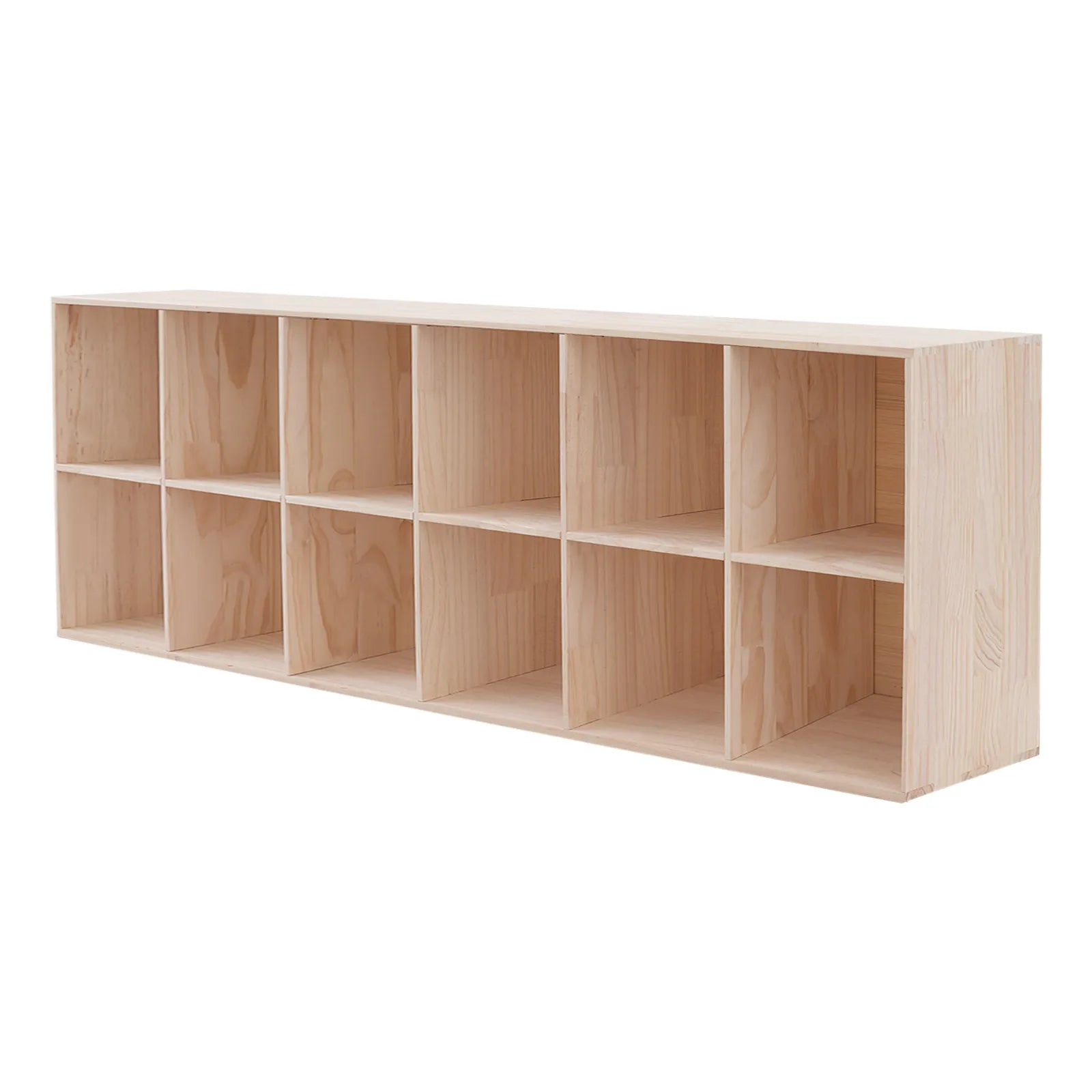 12 Compartments 70.87*11.81*23.62in Solid Wood Bookcase with 4 Protective Covers for Living Rooms, Bedrooms, Kitchens, Dining Rooms, Study Rooms