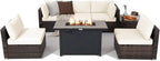 Monterey 7-Piece Patio Lounge Set with Fire Pit Table