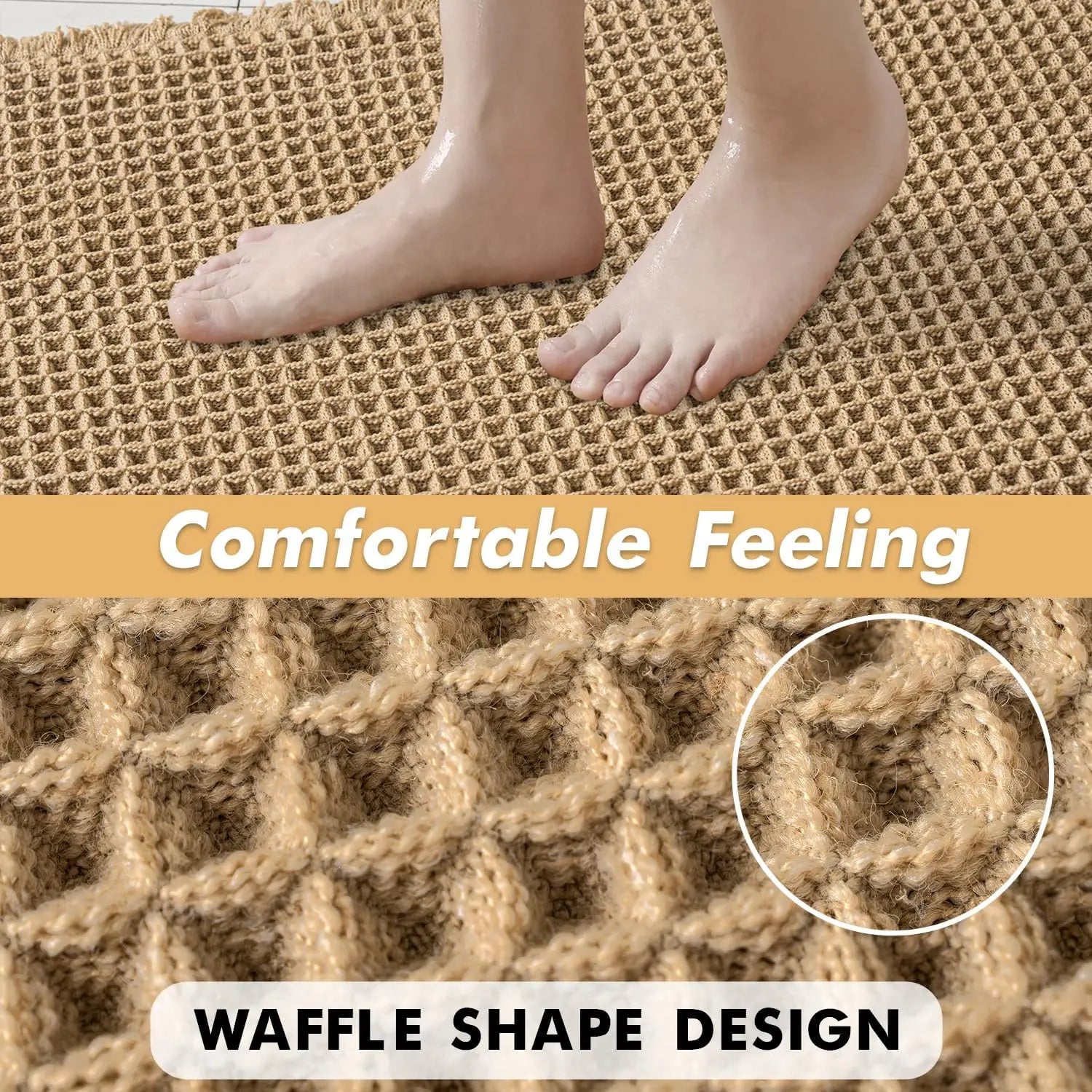 Haven Waffle Tassel Bath Rug Set