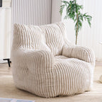 Soft and fluffy corduroy memory foam beanbag chair; comfortable velvet single-seater sofa for adults—ideal for home relaxation and gaming.