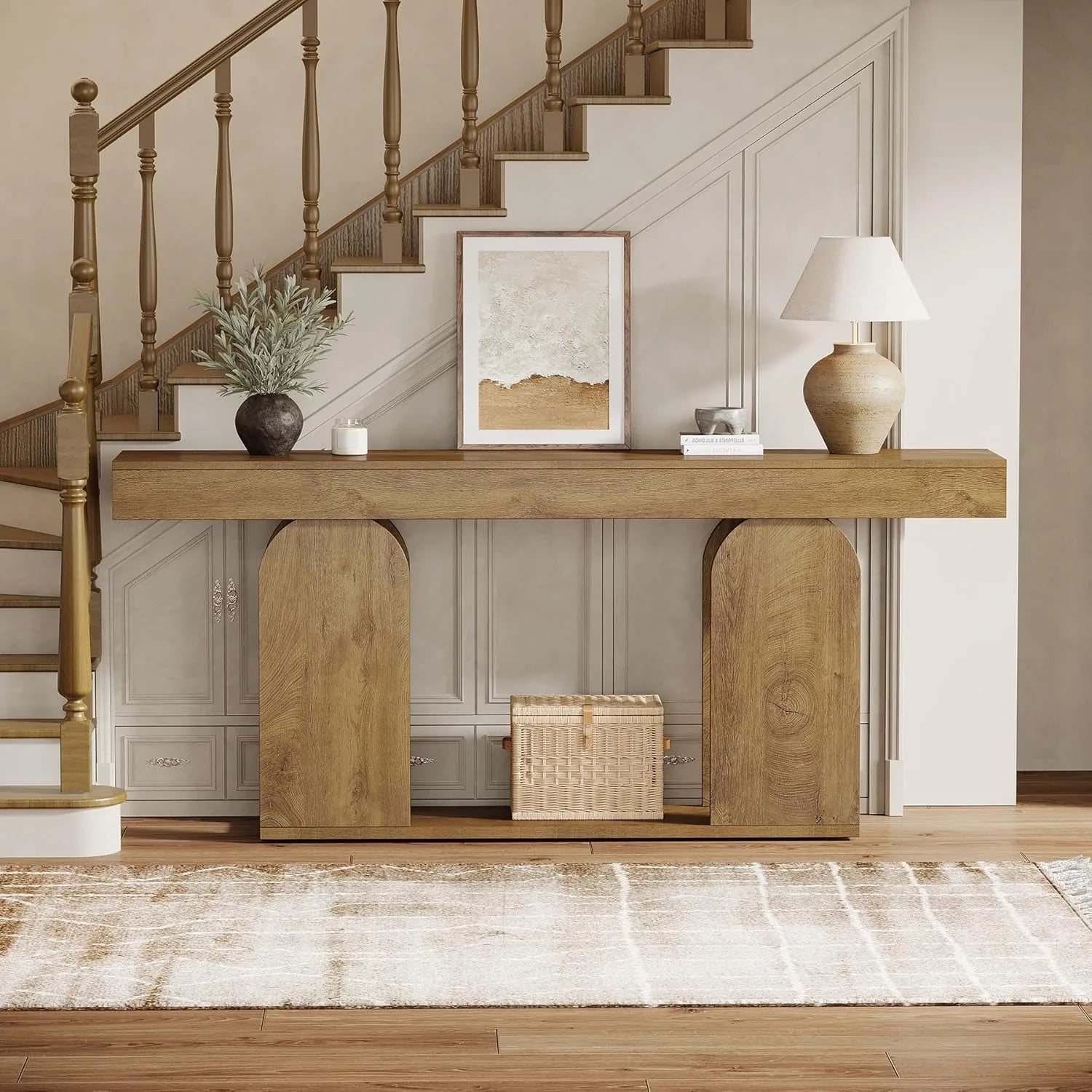 Haven Ridge Farmhouse Console Table with Storage Shelves