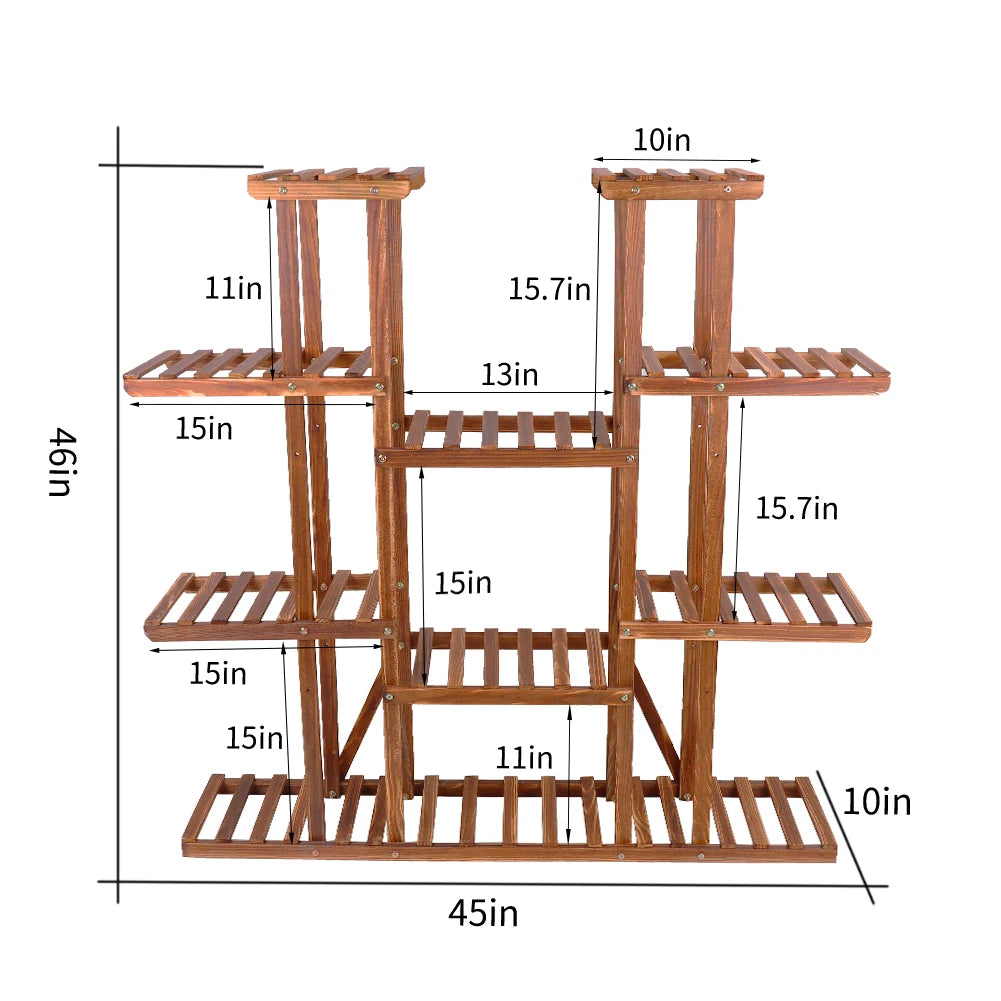 Evergrove 11-Tier Carbonized Wood Plant Display Shelf