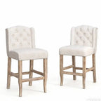 26.78'' seat height Vienna Contemporary Fabric Tufted Wingback Counter Stools, Set of 2, Beige