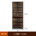 Luxury Wooden Wine Display Cabinet with Tempered Glass Doors & 5-Tier Storage