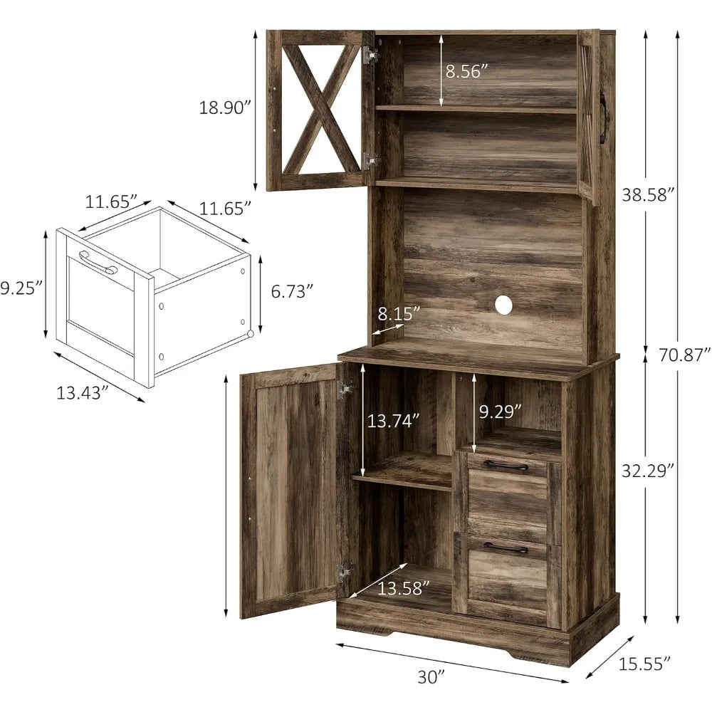Heritage Farmhouse Pantry Storage Cabinet – 71 Inch