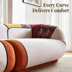 Oversized Curved Chenille Floor Sofa with Boho Pillows