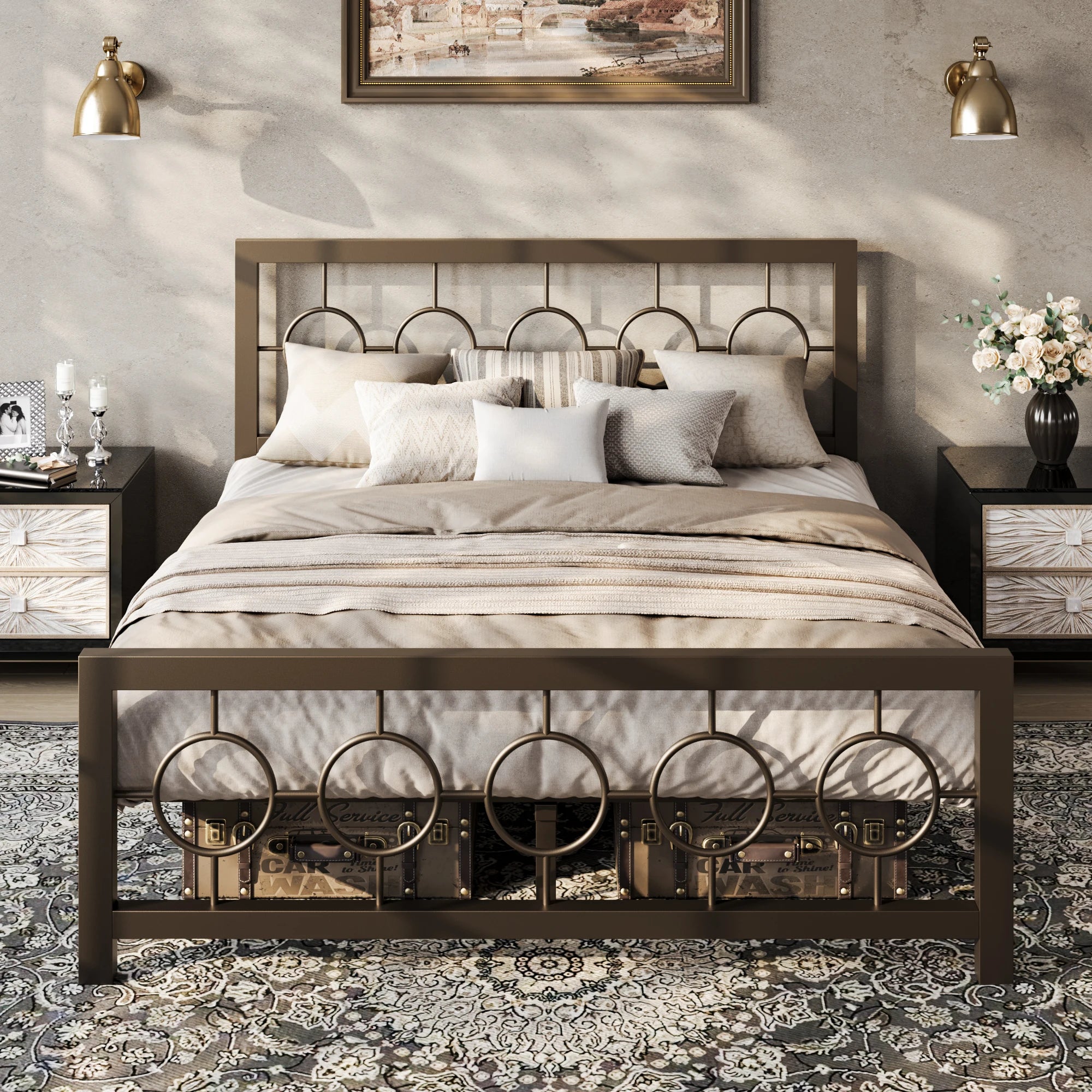 Iron Haven Vintage Metal Platform Bed Frame
