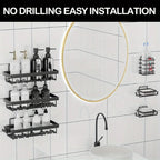 HavenHarbor 6-Piece Adhesive Shower Caddy & Bathroom Organizer Set