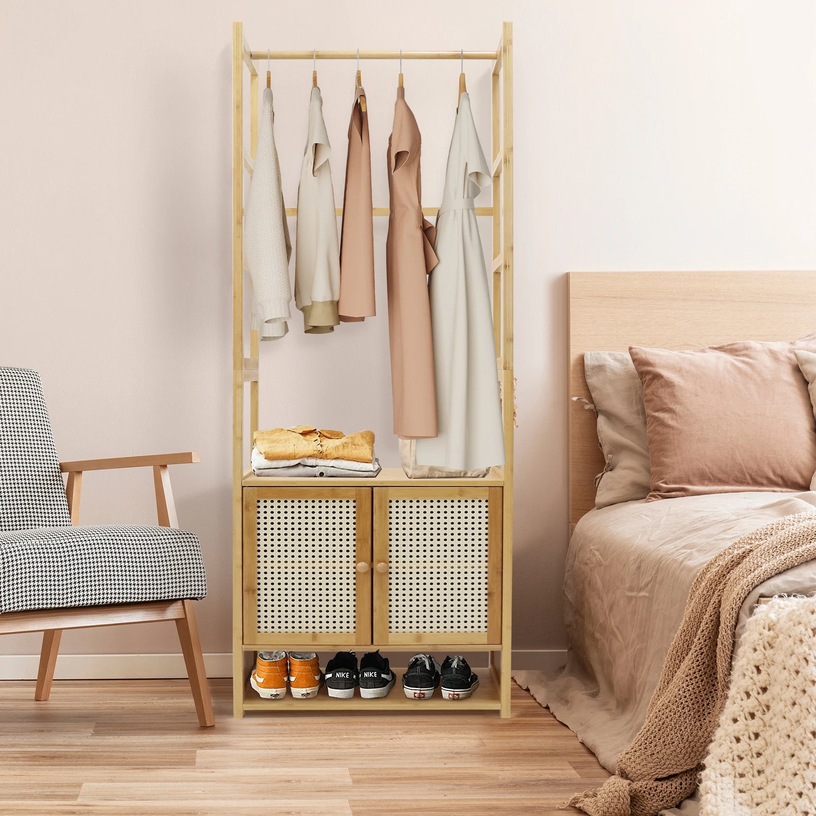 Haven Ridge Bamboo Garment Rack with Storage Cabinet