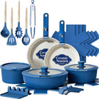 Coastal Blue Ceramic Cookware Collection – 21 Piece Set