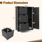 HavenHarbor Bathroom Floor Storage Cabinet with 3 Drawers & Adjustable Shelf