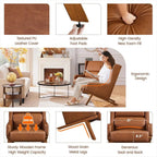 Accent Chairs Set O 2, Living Room Chairs, Aux Leather Armchairs Thick Seat Cushion, Oversized Recliner Chair High Backrest or B