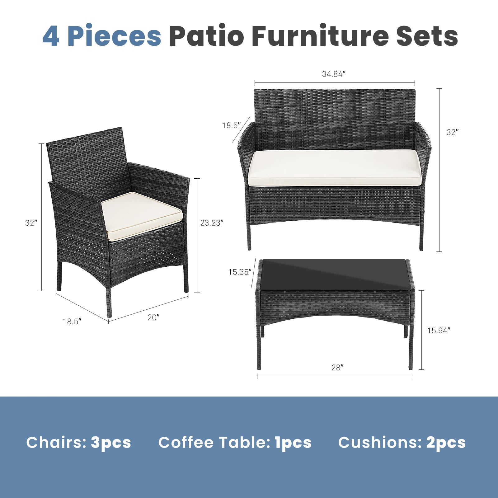 Haven Ridge Canyon 4-Piece Wicker Patio Lounge Set