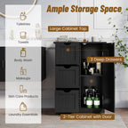 HavenHarbor Bathroom Floor Storage Cabinet with 3 Drawers & Adjustable Shelf