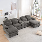 Cloudhaven U-Shaped Chenille Sectional Sofa with Storage – 124 Inch