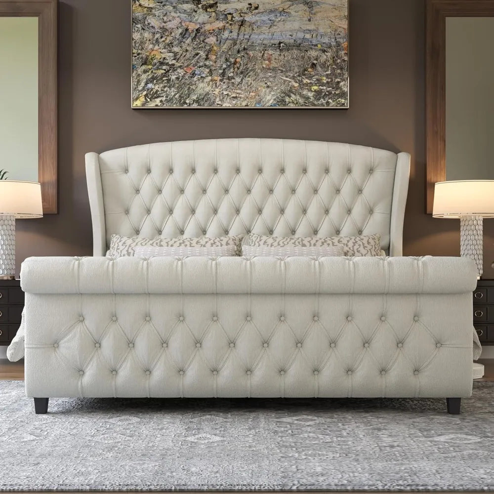 Royal Crest California King Velvet Sleigh Bed