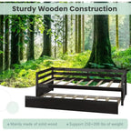 Twin Wooden Daybed with Pull-Out Trundle