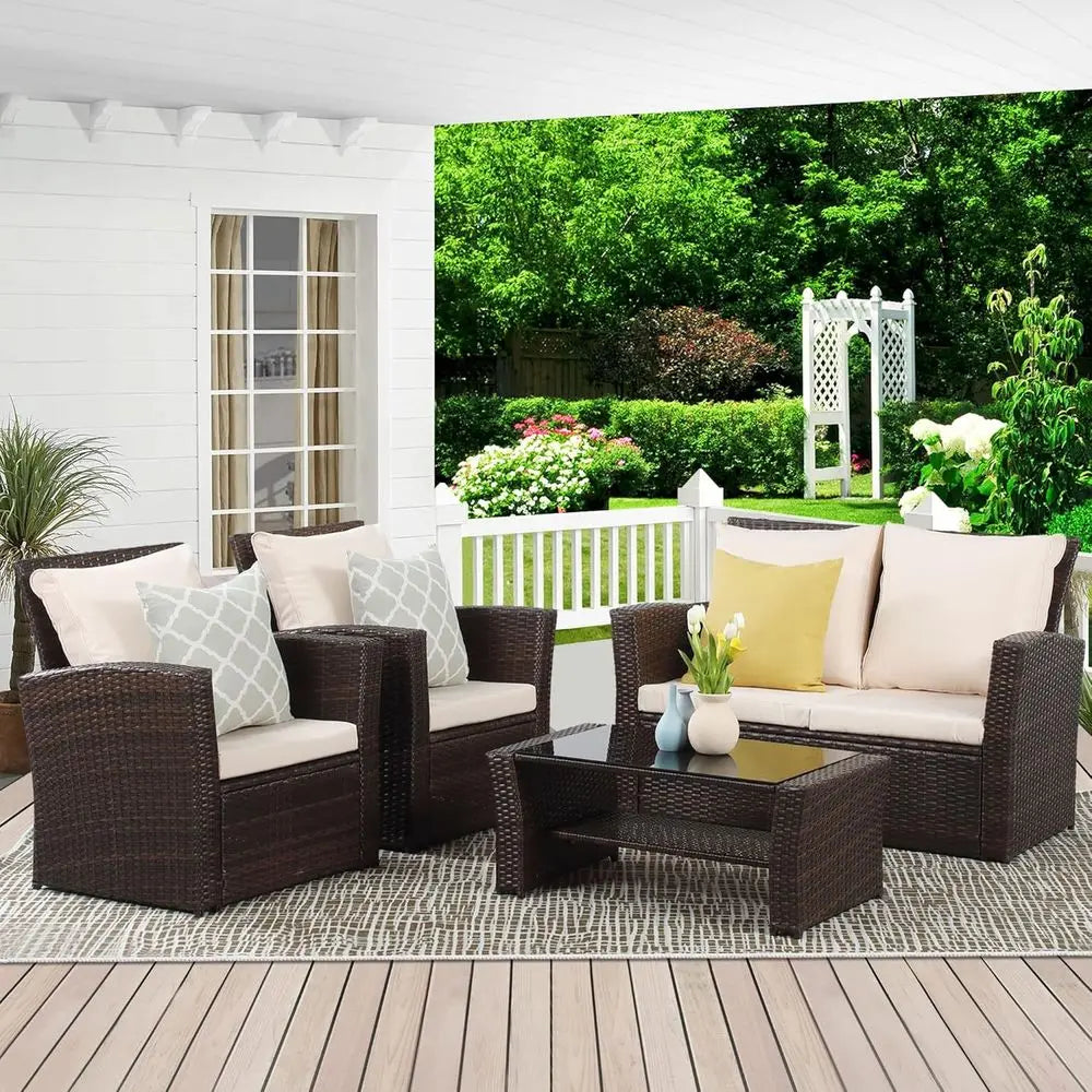 Canyon Grove 4-Piece All-Weather Wicker Patio Set