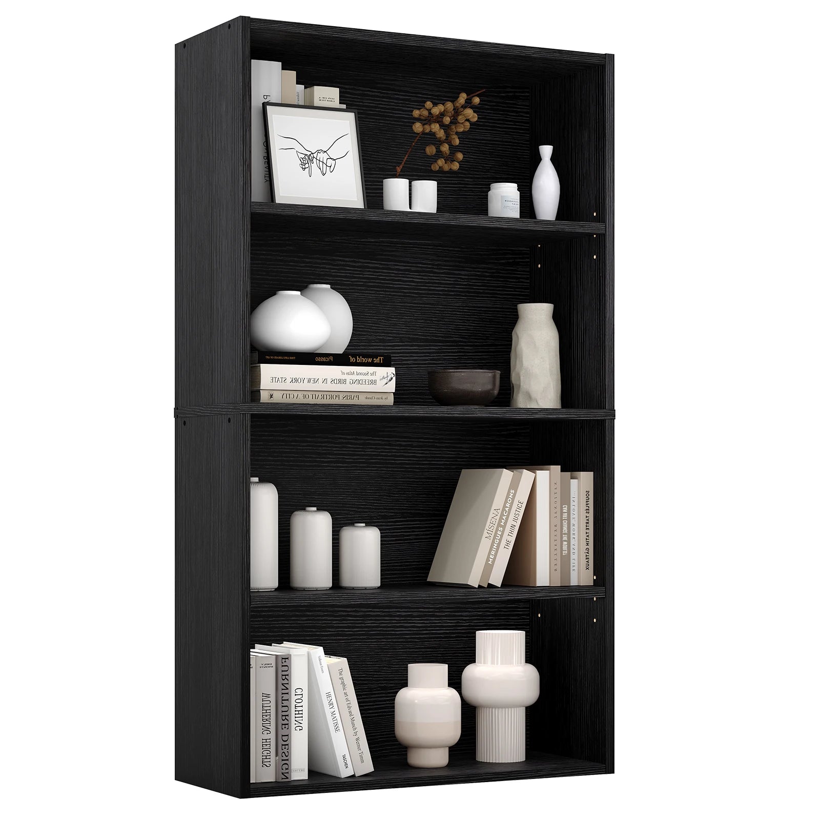 Heritage Essentials 4-Tier Wooden Bookcase & Open Storage Shelf