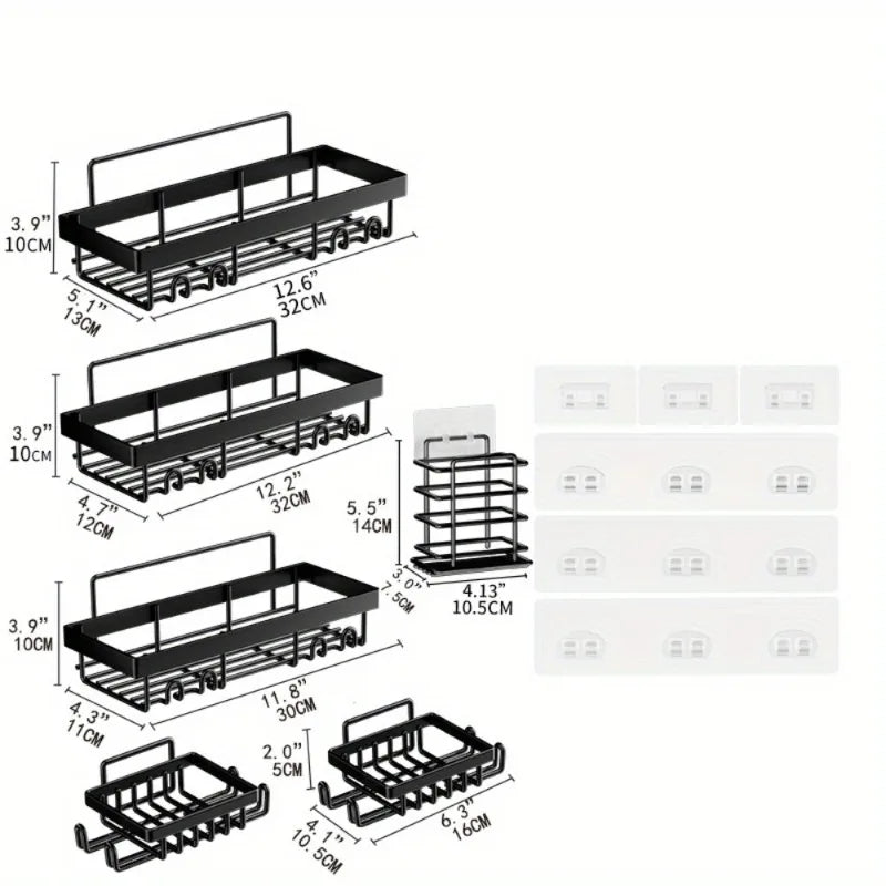 HavenHarbor 6-Piece Adhesive Shower Caddy & Bathroom Organizer Set