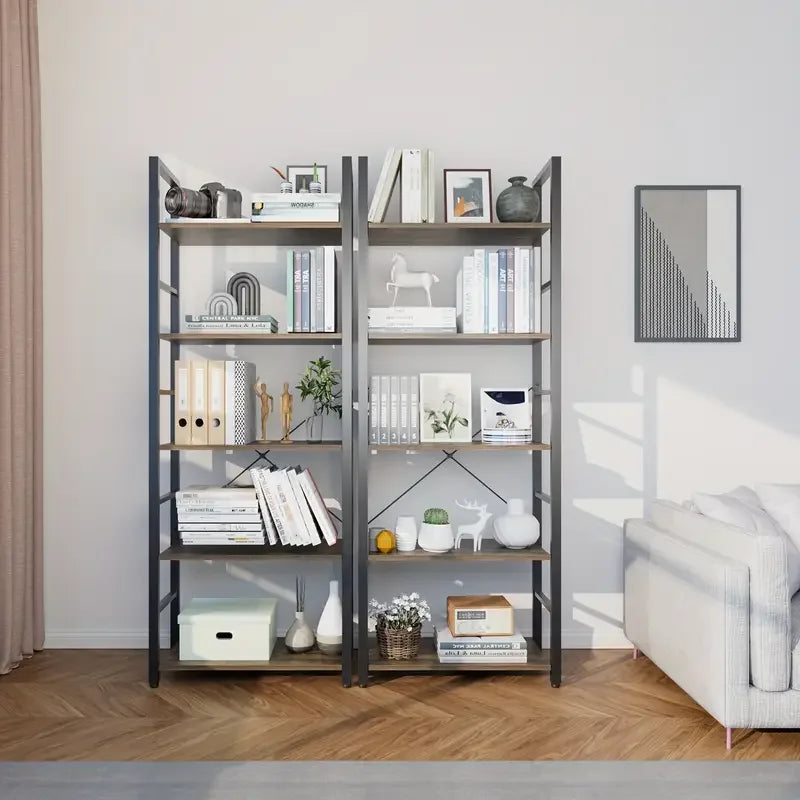 Heritage Loft 5-Tier Industrial Bookshelf & Storage Organizer