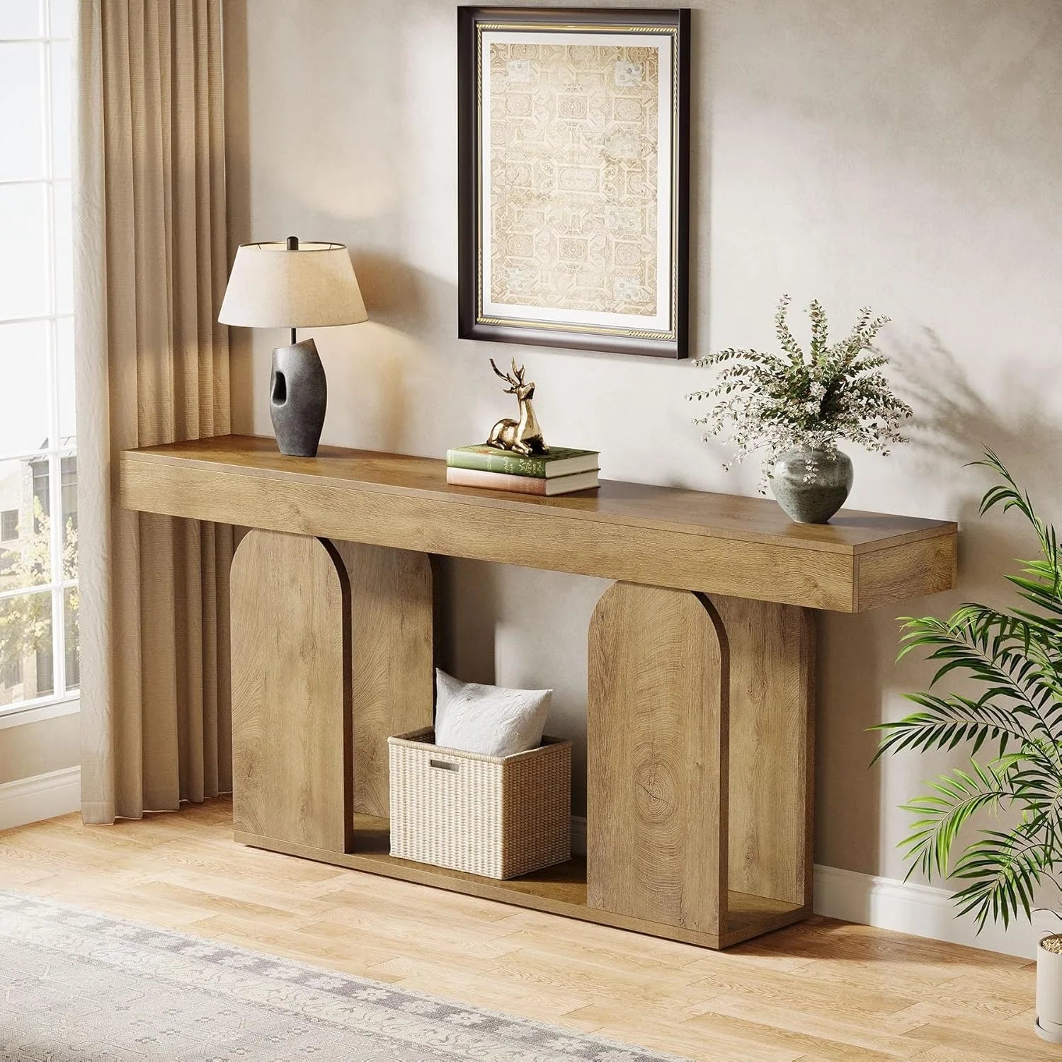 Haven Ridge Farmhouse Console Table with Storage Shelves