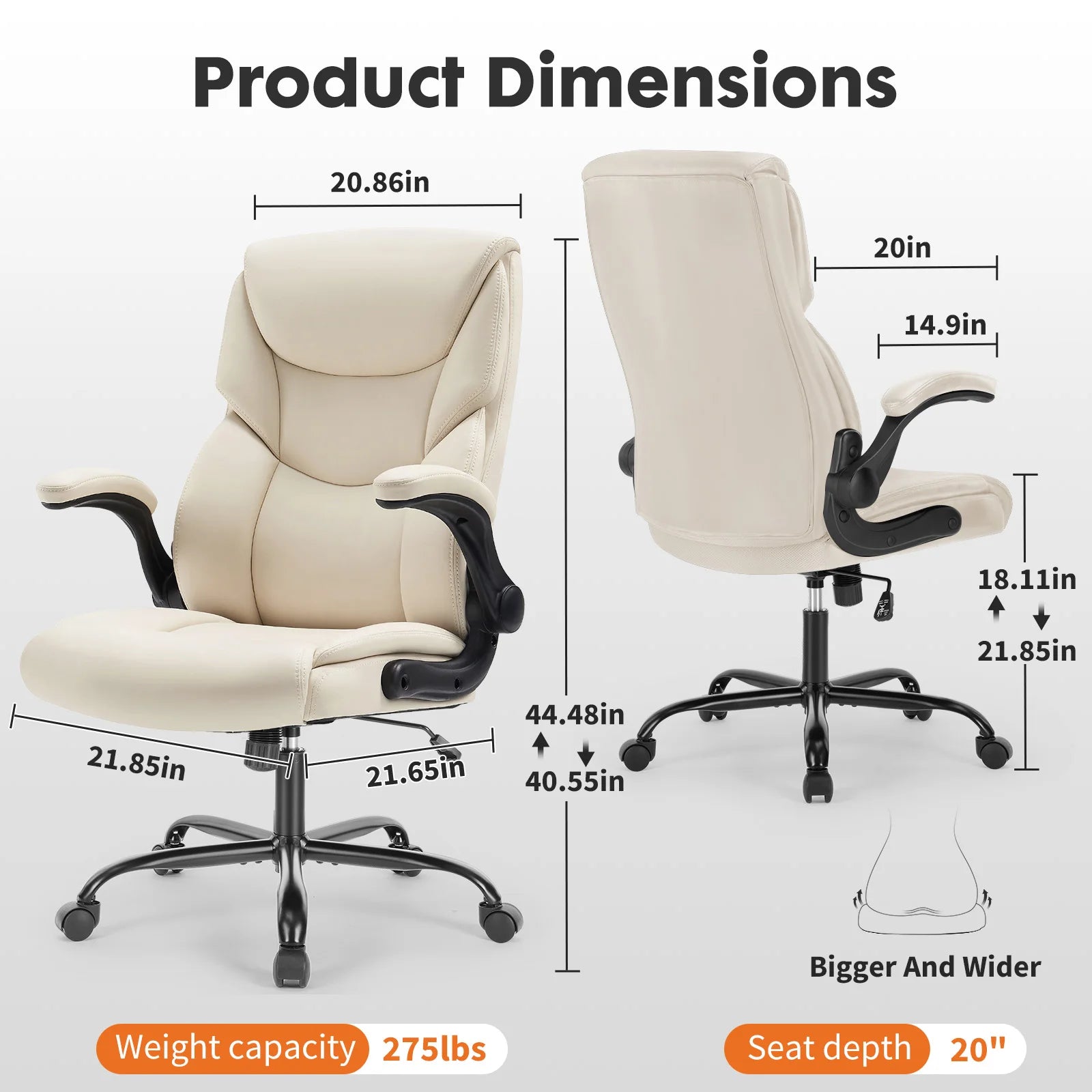 Ashton Executive Ergonomic Office Chair with Flip-Up Arms