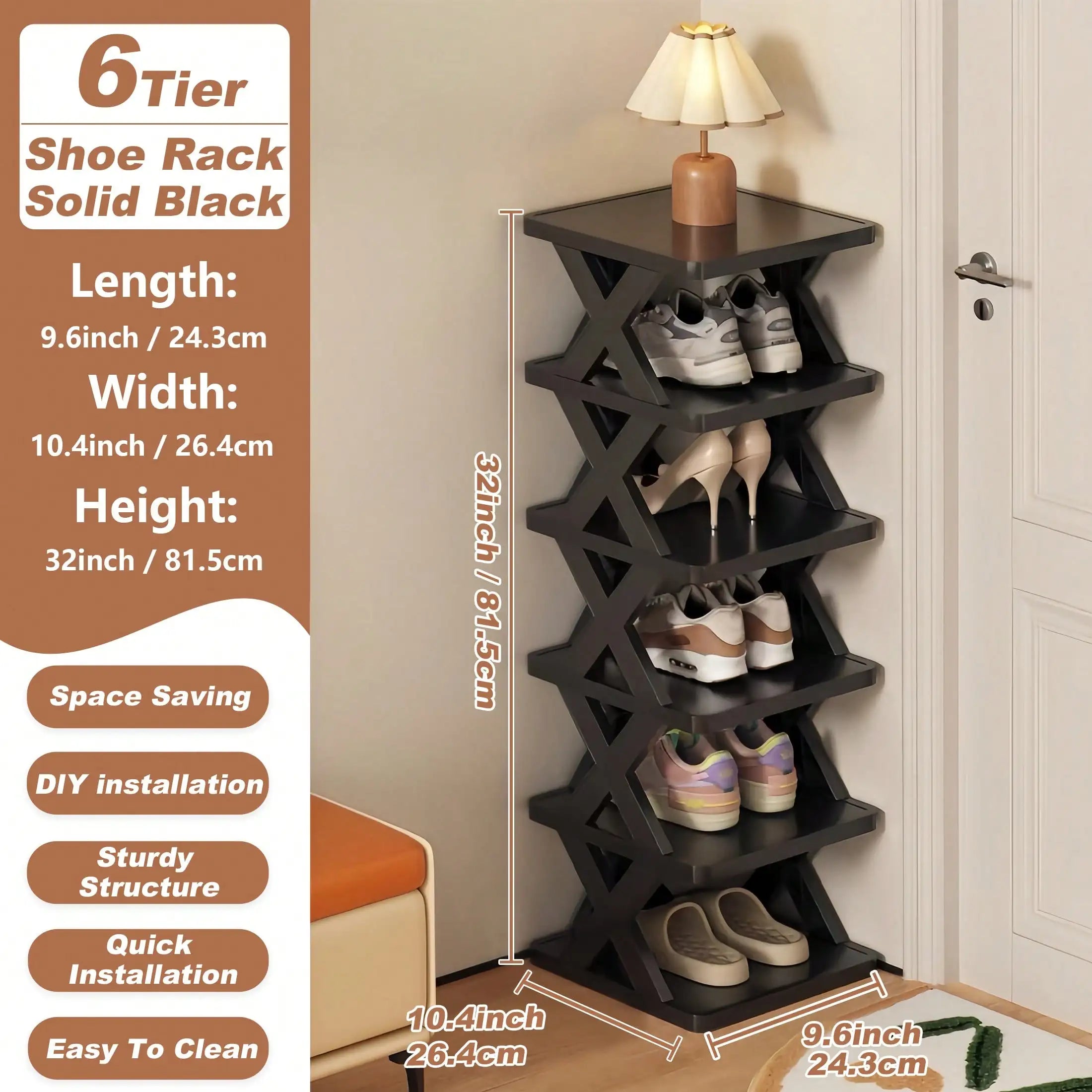Haven Ridge SpaceSaver Vertical Shoe Organizer – 6 or 9 Tier