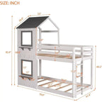 White Twin Over Twin Cottage House Bunk Bed