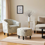 Compact Fabric Accent Chairs with Ottoman for Small Spaces, Perfect for Living Room and Bedroom
