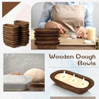 Haven Ridge Hand-Carved Wooden Dough Bowl Set – 20 Piece