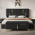 Queen Upholstered Hydraulic Storage Bed & Ottoman Set