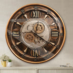 Heritage Steampunk Gear Wall Clock – 24 Inch Antique Gold